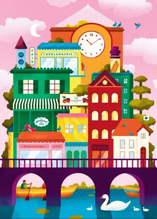 illustration puzzle la ville sur l'eau de pièces & peace de 500 pièces