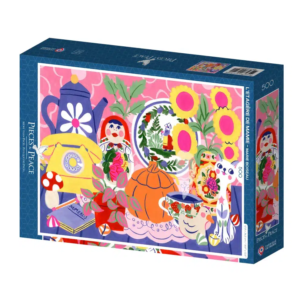 puzzle l'étagère de mamie de pieces & peace de 500 pièces