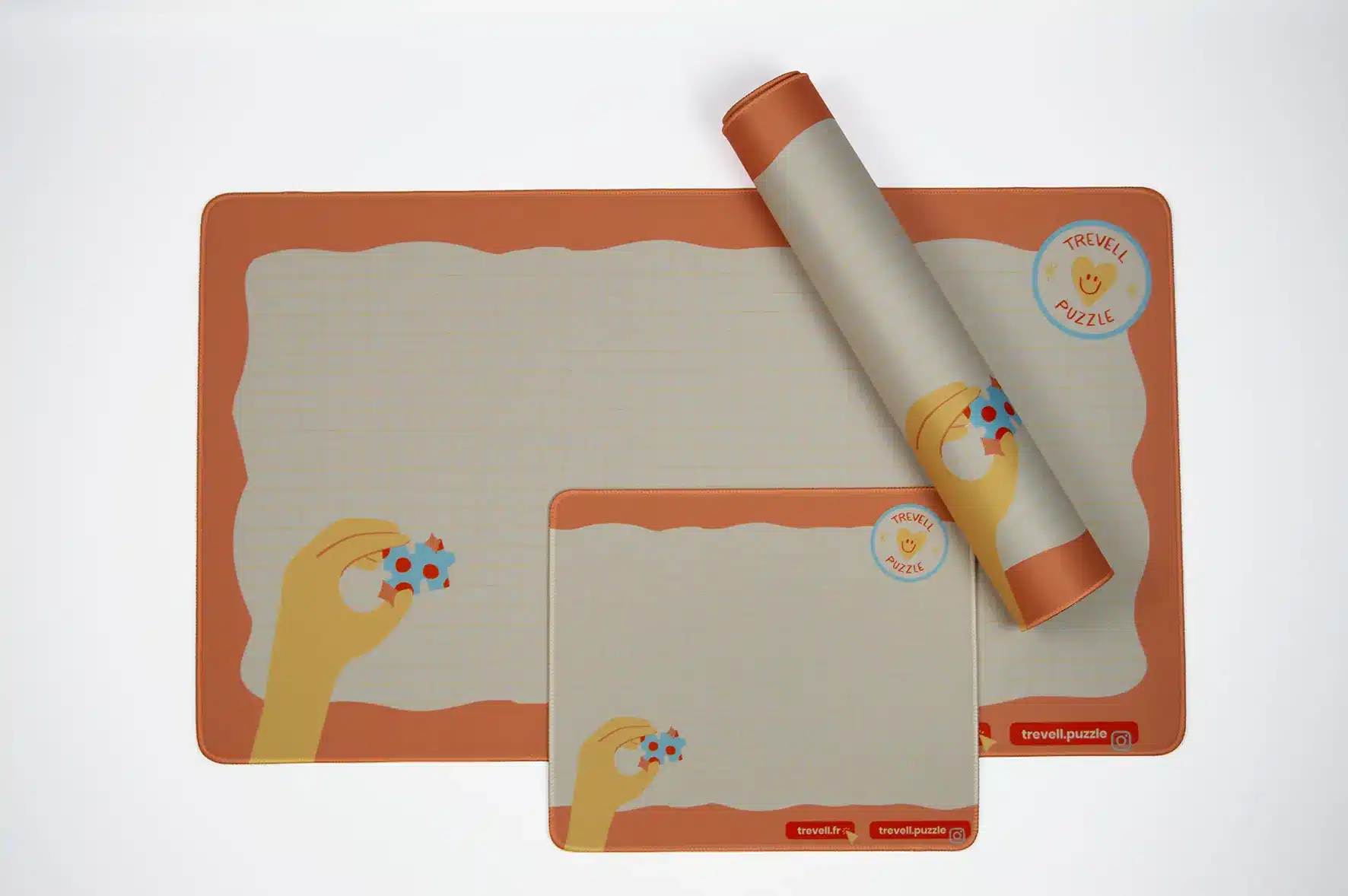 tapis puzzle bords oranges
