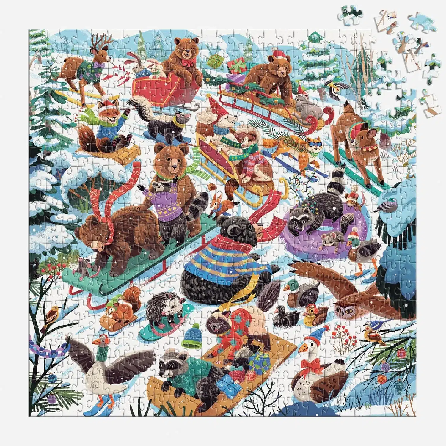puzzle dashing all the way de galison de 500 pièces, puzzle monté