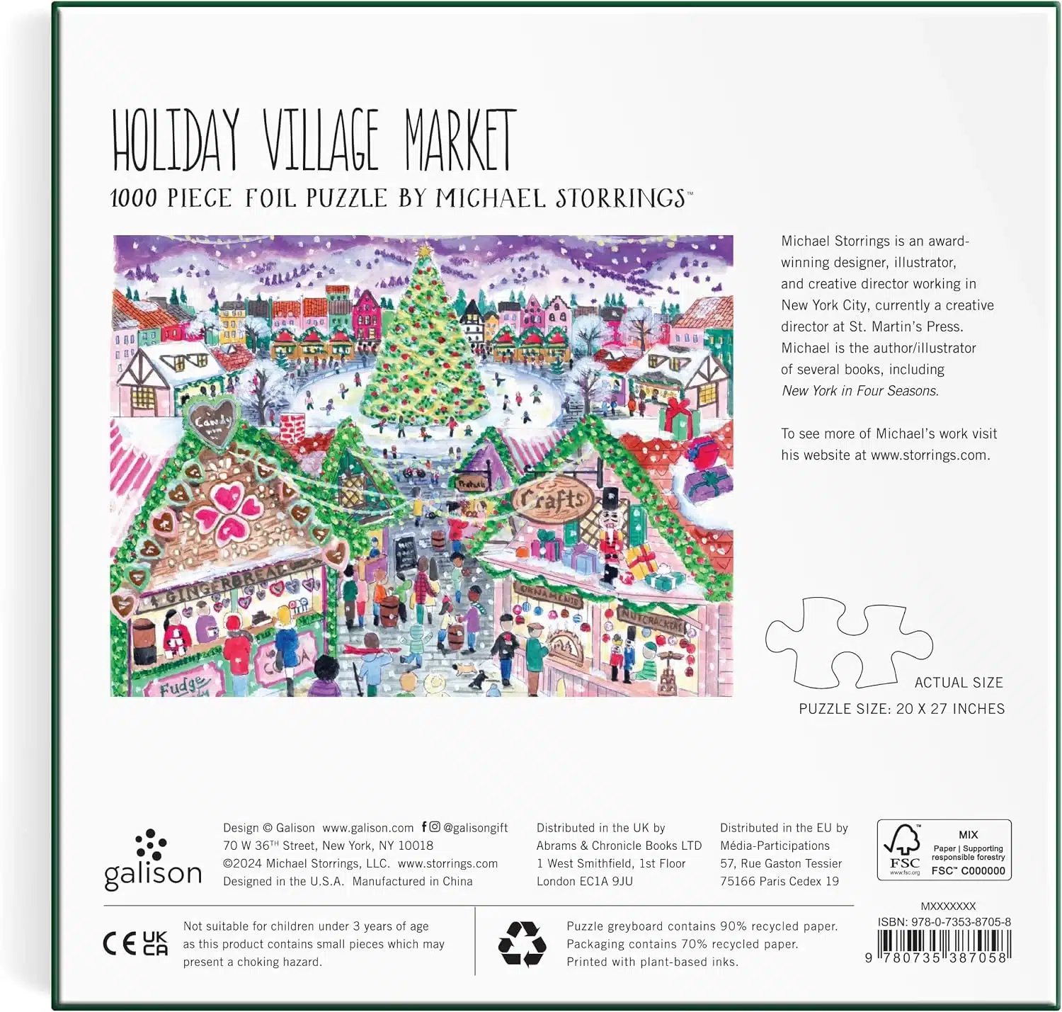 puzzle galison Holiday Village Market 1000 pieces dos