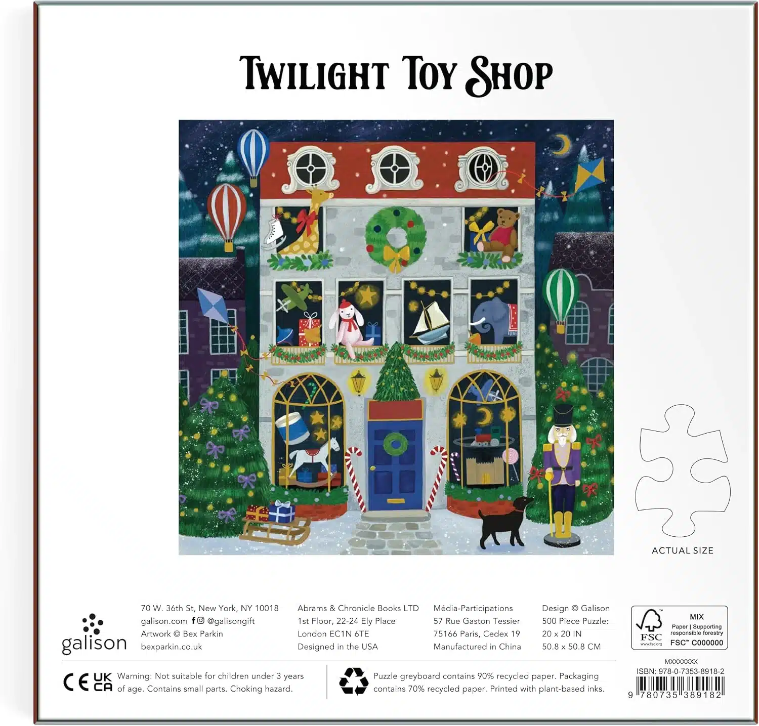 puzzle twilight toy shop de galison de 500 pièces dos de la boite