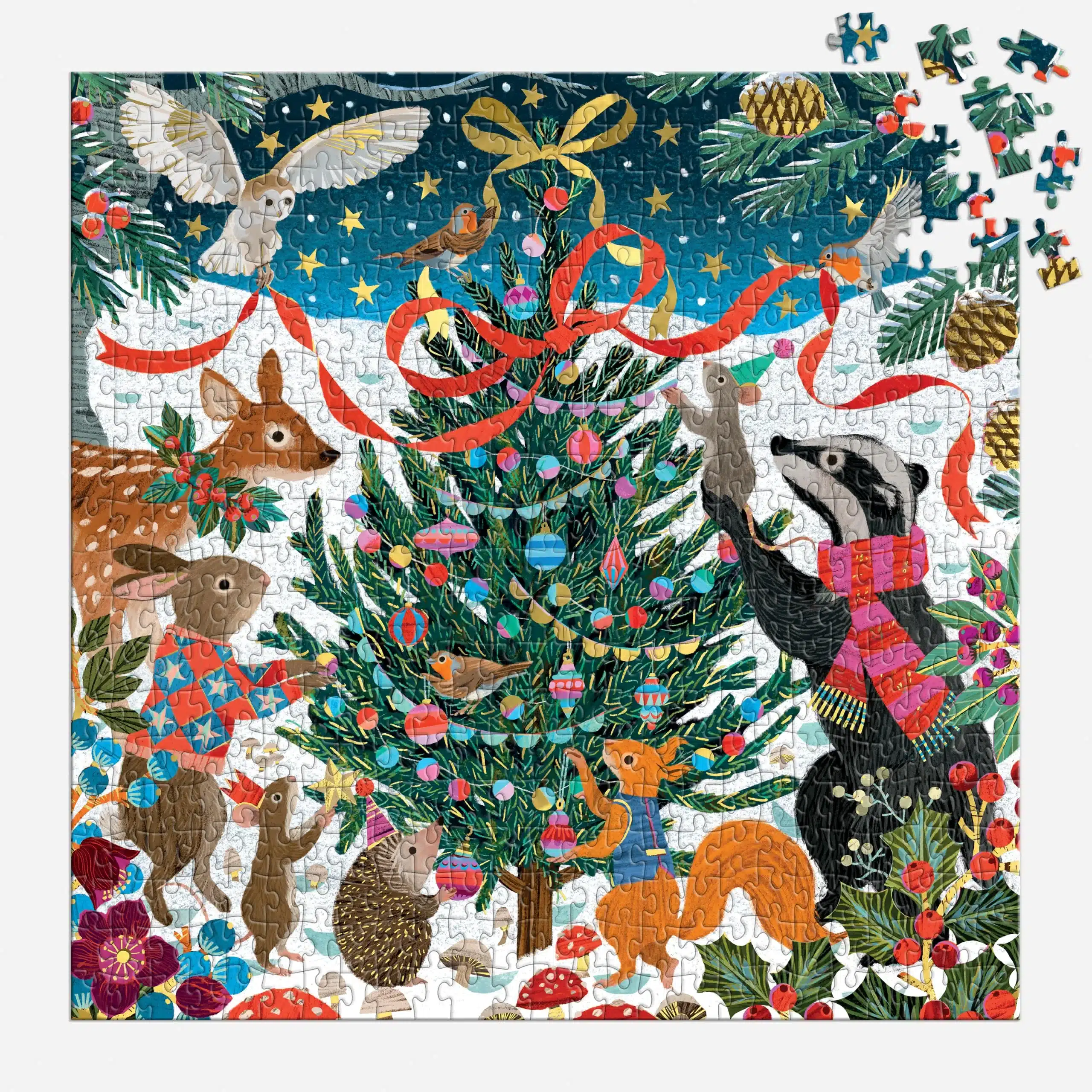 puzzle woodland merrymaker de galison de 500 pièces, puzzle foil, puzzle monté
