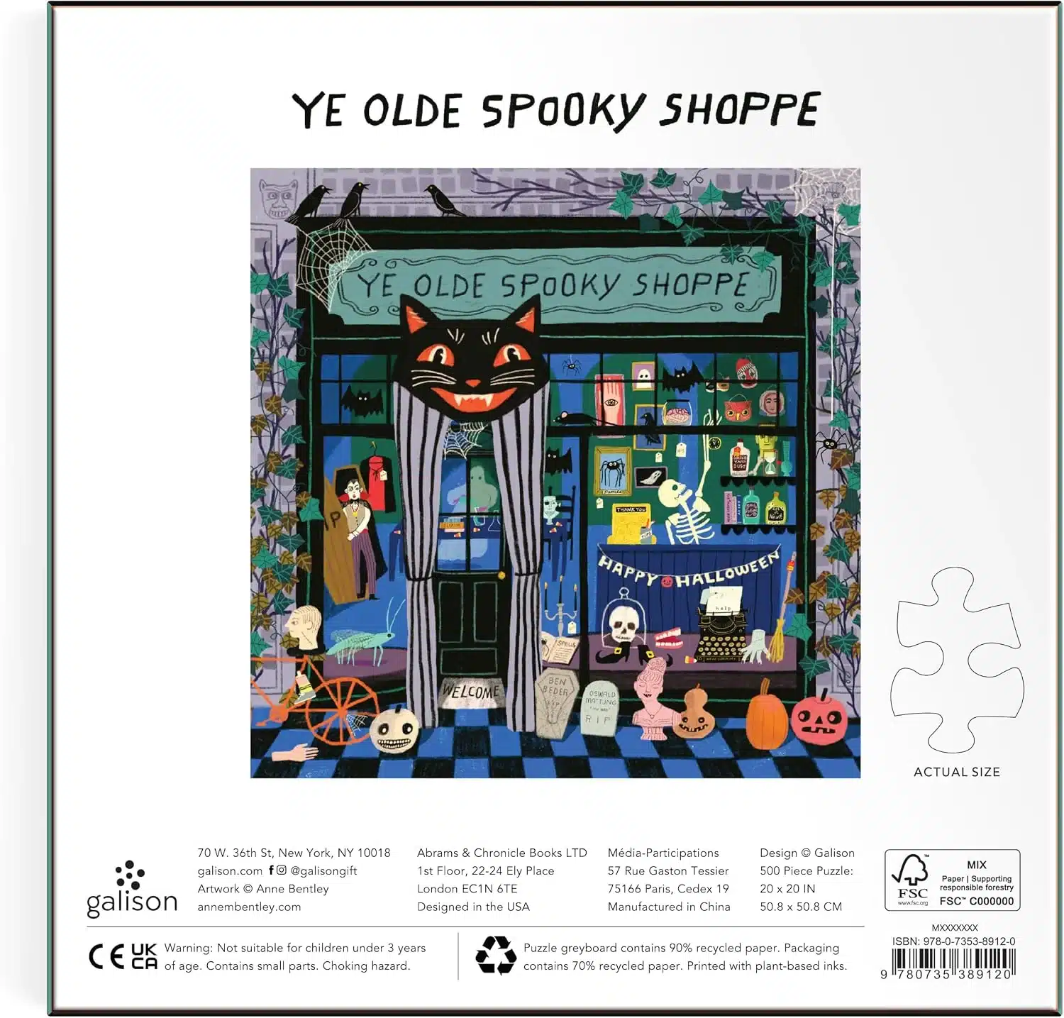 puzzle galison Ye Olde Spooky Shoppe 500 pieces dos