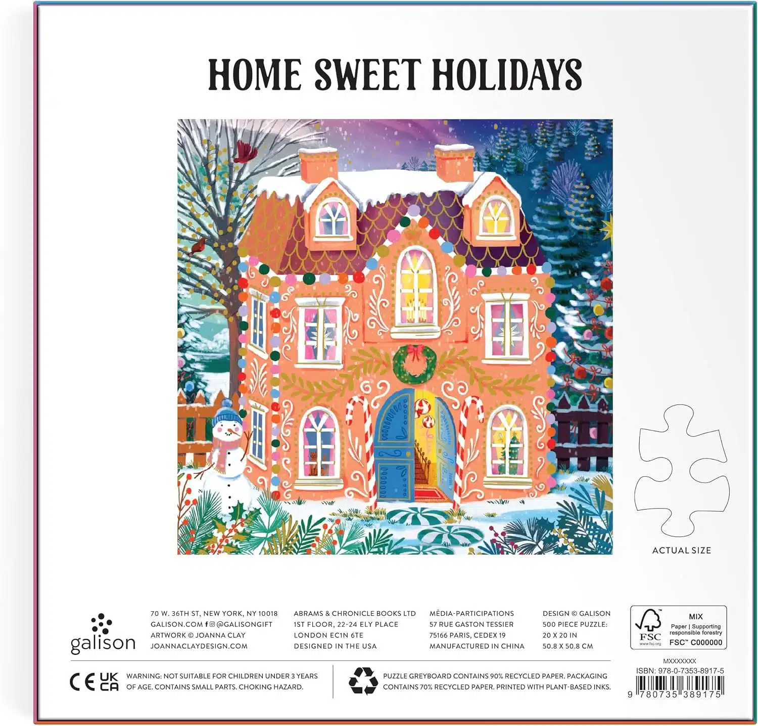 puzzle galison home sweet holidays 500 pieces dos
