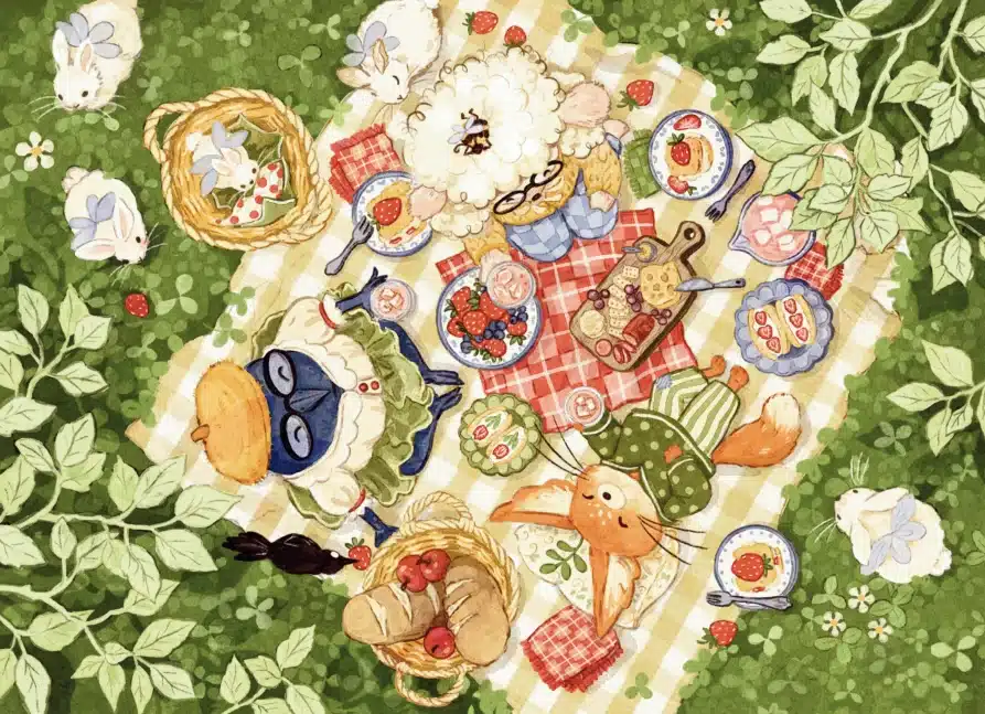 mini puzzle la pauz a strawberry picnic 280 pieces illu