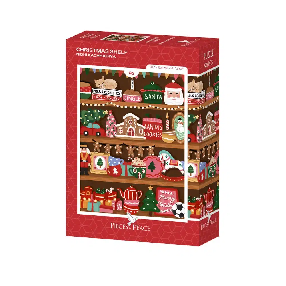 puzzle pieces and peace christmas shelf 96 pieces