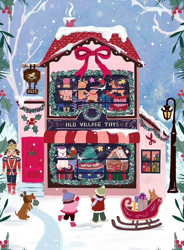 puzzle pieces and peace old village toy shop 96 pieces illu